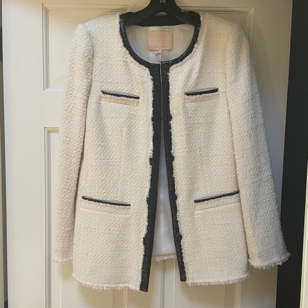 Rebecca Taylor Boucle leather trimmed blazer